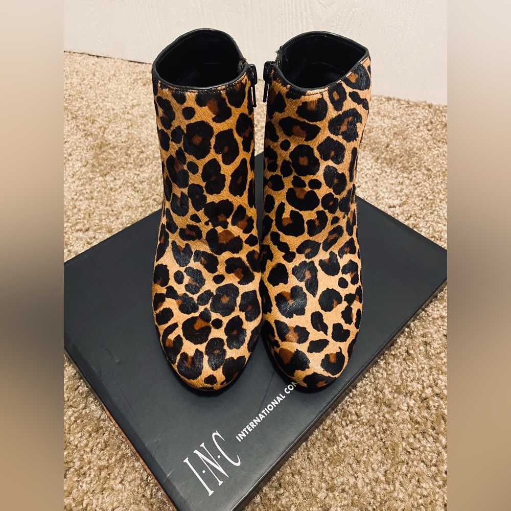 INC Leopard Booties